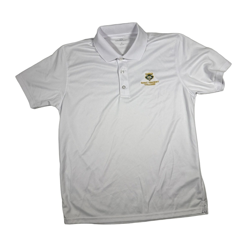 Vansport Saint Vincent College Polo Shirt White Short Sleeve Mens Small